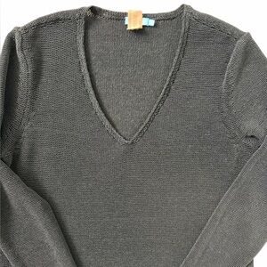 Black J. Mclaughlin Italian Yarn Callum Vneck Black Sweater Knit Old Money